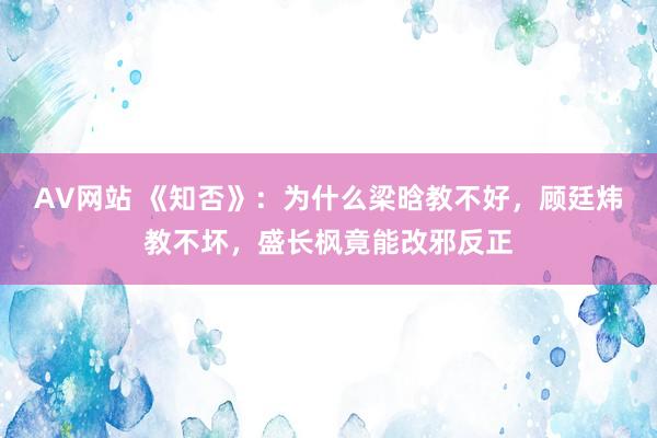 AV网站 《知否》：为什么梁晗教不好，顾廷炜教不坏，盛长枫竟能改邪反正